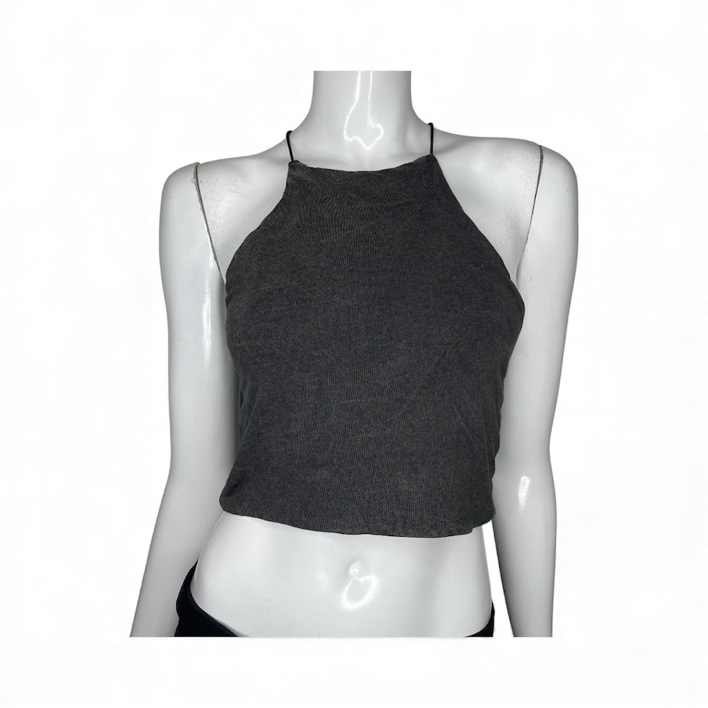 🤑5/$25 Me to We Charcoal Halter Crop Top